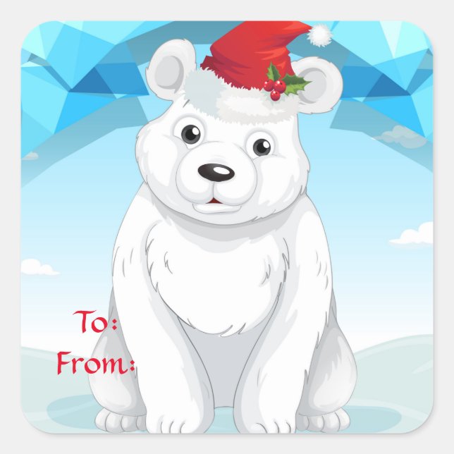 Christmas Gift Stickers-Polar Bear Square Sticker (Front)