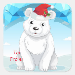 Christmas Gift Stickers-Polar Bear Square Sticker