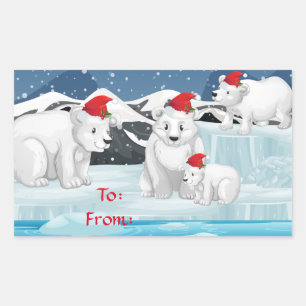 Christmas Gift Stickers-Polar Bears Rectangular Sticker