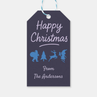 Christmas Gift Tag - Blue Silhouette
