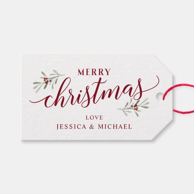 Christmas Gift Tag | Calligraphy & Ivy (Front (Horizontal))