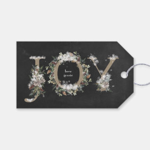 Christmas Gift Tag chalkboard Floral Alphabet JOY
