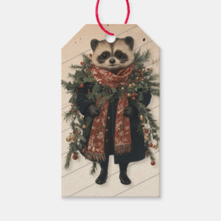 CHRISTMAS GIFT TAG CHARMING RETRO RACOON