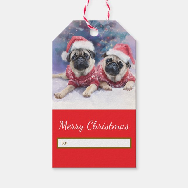Christmas gift tag for pug lovers (Front)