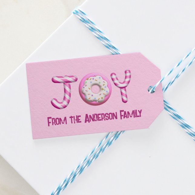 Christmas Gift Tag | Joy Candy Cane Pink Custom  (Creator Uploaded)