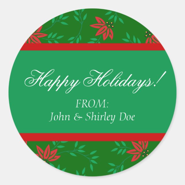 Christmas Gift Tag Personalised Holiday Labels (Front)