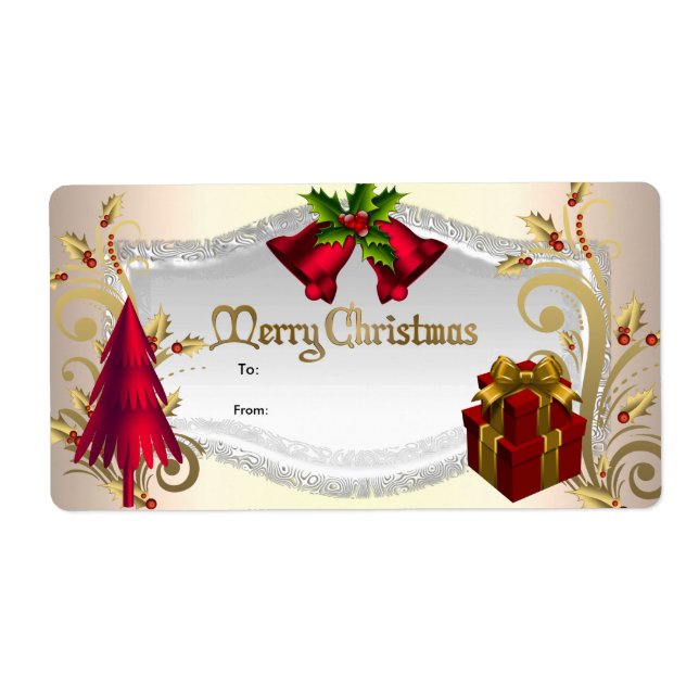 Christmas Gift Tag Red White Xmas (Front)