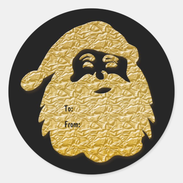 Christmas gift tag Santa Claus gold black (Front)