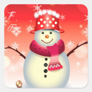 Christmas Gift Tag Sticker-Snowman