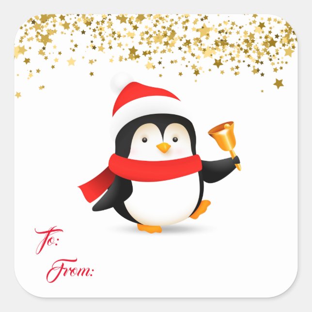 Christmas Gift Tag Stickers-Penguin (Front)