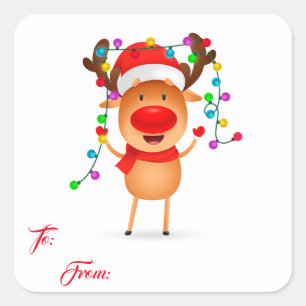 Christmas Gift Tag Stickers-Rudolph