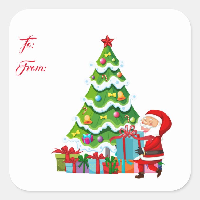 Christmas Gift Tag Stickers-Santa (Front)