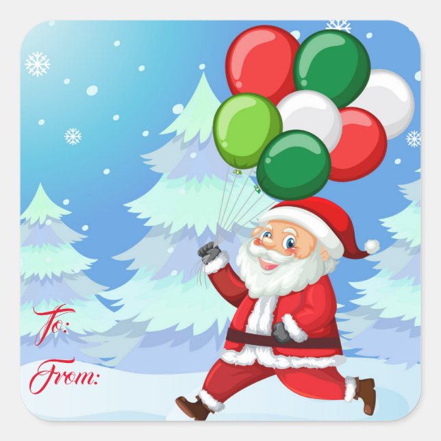 Christmas Gift Tag Stickers-Santa (Front)