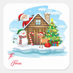 Christmas Gift Tag Stickers-Santa & Gang