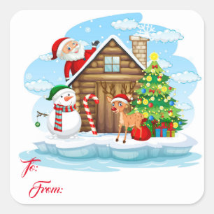 Christmas Gift Tag Stickers-Santa & Gang