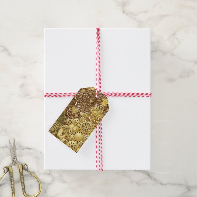 Christmas Gift Tags Angel Gold (With Twine)