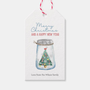 Christmas gift tags Christmas tree in a Jar