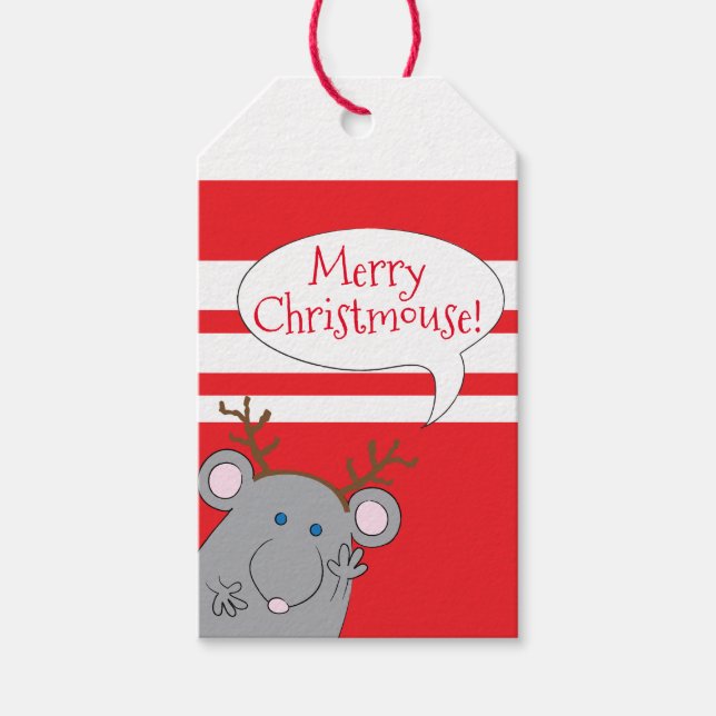 Christmas Gift Tags Christmouse Antlers (Front)