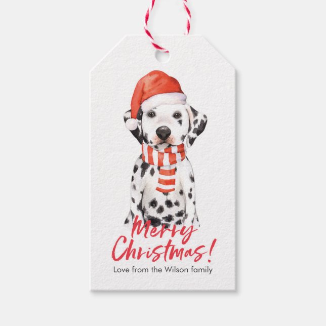 Christmas gift tags cute Dalmatian puppy (Front)