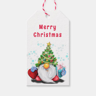 Christmas Gift Tags Cute Gnome with Gifts
