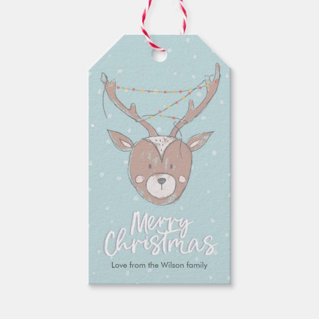 Christmas gift tags cute reindeer (Front)