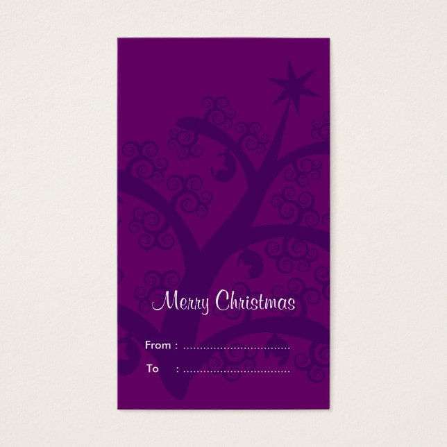 Christmas Gift tags: Purple Christmas Tree (Front)