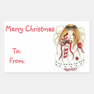 Christmas Gift Tags/Rectangle Stickers/Angel Rectangular Sticker