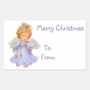 Christmas Gift Tags/Rectangle Stickers/Angel Rectangular Sticker