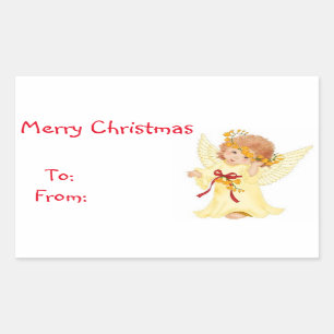 Christmas Gift Tags/Rectangle Stickers/Angel Rectangular Sticker