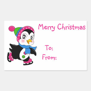 Christmas Gift Tags/Rectangle Stickers/Penguin Rectangular Sticker