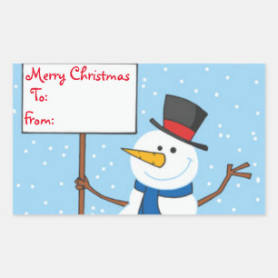 Christmas Gift Tags/Rectangle Stickers/Snowman Rectangular Sticker