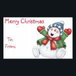 Christmas Gift Tags/Rectangle Stickers/Snowman Rectangular Sticker<br><div class="desc">Christmas Gift Tags/Rectangle Stickers?Snowman Make custom stickers for any occasion! Browse our selection of awesome designs or upload your own. The perfect choice for any message or design,  rectangle stickers are great for brand promotion,  scrapbooking,  and displaying your favourite artwork and photographs.</div>