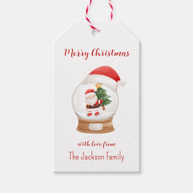Christmas Gift Tags - Santa Claus Snowglobe (Front)