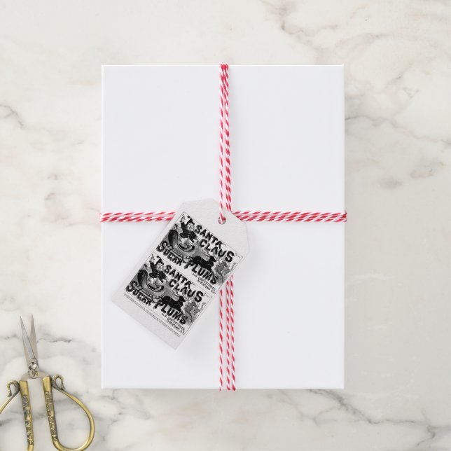 Christmas Gift Tags Vintage Santa Claus  (With Twine)