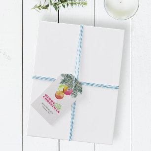 Christmas Gift Tags Watercolor Pink & Green