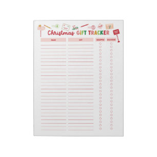 Christmas Gift Tracker Checklist Notepad