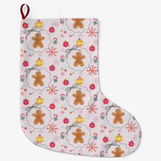Christmas Gift with Gingerbread Large Christmas Stocking