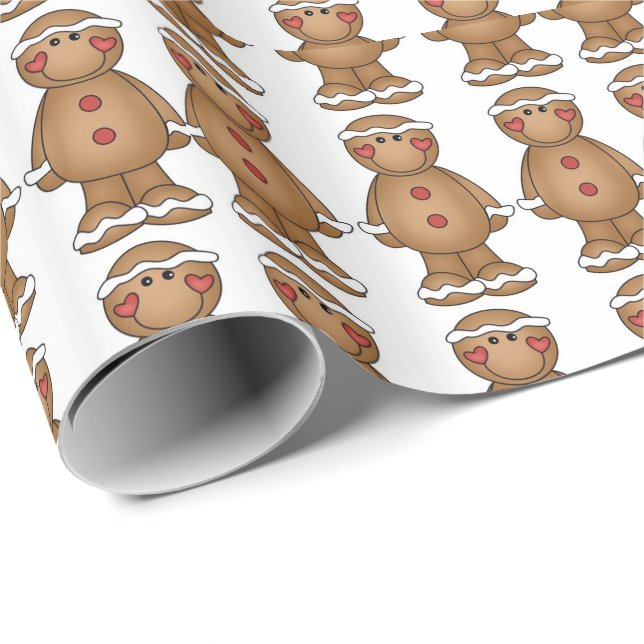 Christmas Gift Wrap/Ginger Bread Man Wrapping Paper (Roll Corner)
