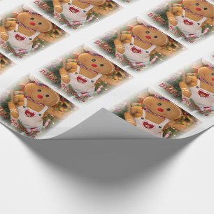 Christmas Gift Wrap/Happy Holidays Gingerbread Man Wrapping Paper