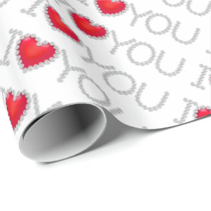Christmas Gift Wrap/I Love You with Diamonds Wrapping Paper