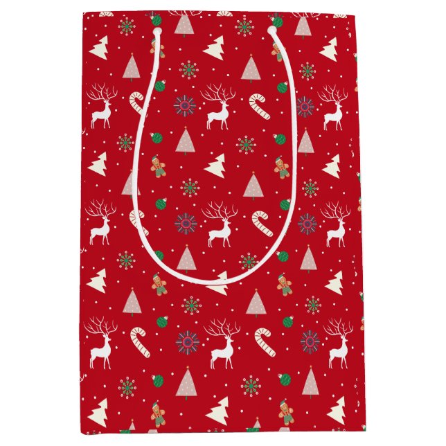 Christmas Gift Wrap — Reindeer, Gingerbread Medium Gift Bag (Front)