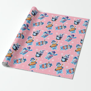 Christmas gift wrap Winter Wonderland Snowfolk. 6