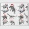 CHRISTMAS GIFT WRAP WITH DINOSAURS WITH SANTA HATS