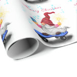 Christmas Gift Wrapping Paper Gnome with Gifts<br><div class="desc">Wrapping Paper with Happy Skater Gnome with Gifts and Sparkler - Funny - Merry Christmas Cartoon Drawing Design - Customisable - or Choose / Add Your Unique Text / Font / Colour - Make Your Special Gift - Resize and move or remove and add elements / image with Customisation tool...</div>