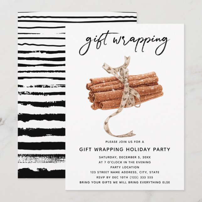 Christmas Gift Wrapping Party Invitation (Front/Back)
