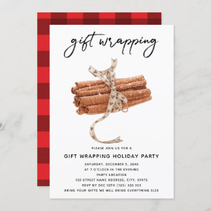 Christmas Gift Wrapping Party Plaid Invitation