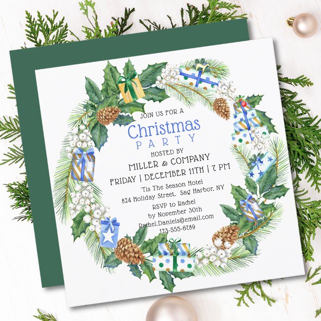 Christmas Gift Wreath Corporate Christmas Party Invitation (Creator Uploaded)