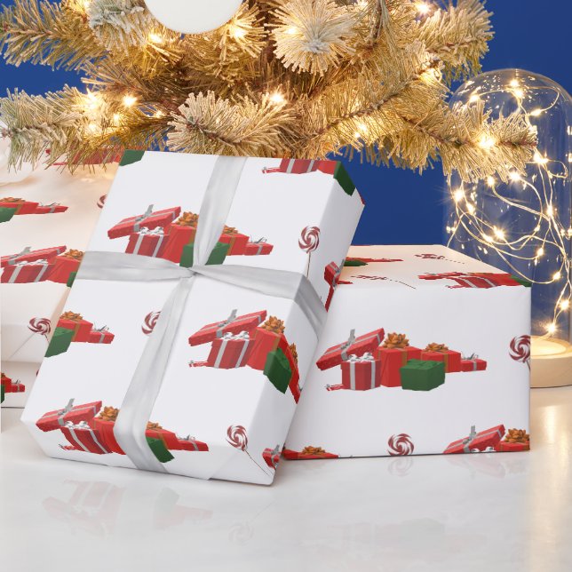 Christmas Gifts and Peppermints Wrapping Paper (Holidays)