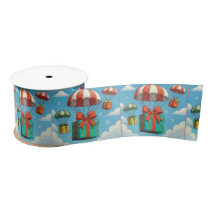 Christmas Gifts Delivered By Parachutes Satin Ribbon