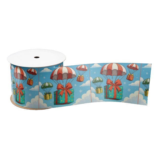 Christmas Gifts Delivered By Parachutes Satin Ribbon (Spool)